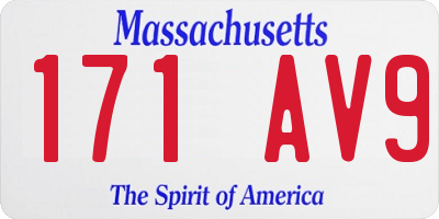 MA license plate 171AV9