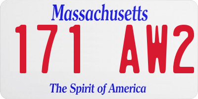 MA license plate 171AW2