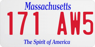 MA license plate 171AW5