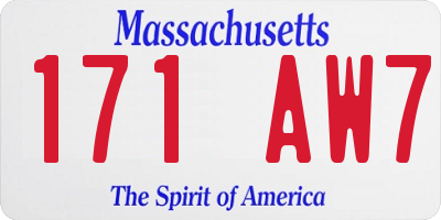 MA license plate 171AW7