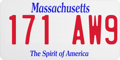 MA license plate 171AW9