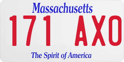 MA license plate 171AX0