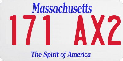 MA license plate 171AX2