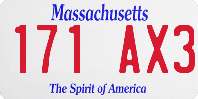 MA license plate 171AX3