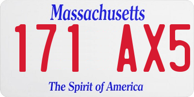 MA license plate 171AX5