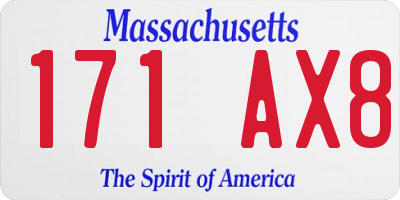 MA license plate 171AX8