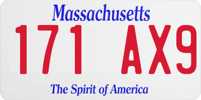 MA license plate 171AX9