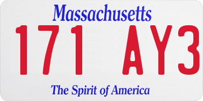 MA license plate 171AY3