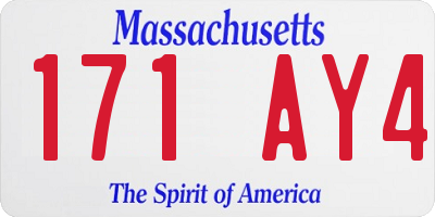 MA license plate 171AY4
