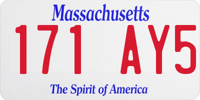 MA license plate 171AY5