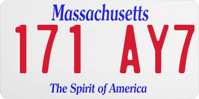 MA license plate 171AY7