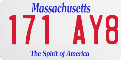 MA license plate 171AY8