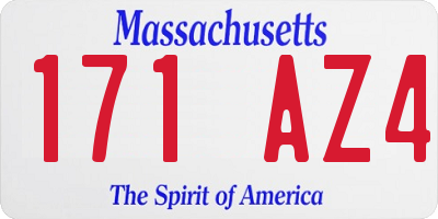 MA license plate 171AZ4
