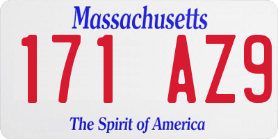 MA license plate 171AZ9