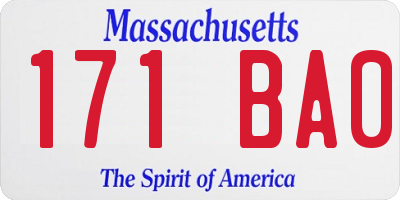 MA license plate 171BA0