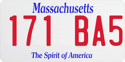 MA license plate 171BA5