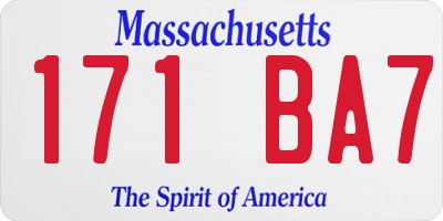 MA license plate 171BA7