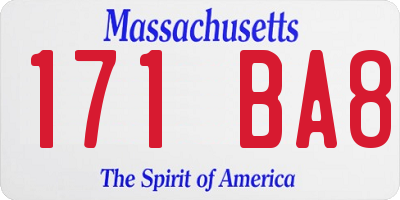 MA license plate 171BA8