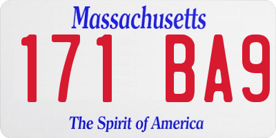 MA license plate 171BA9