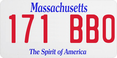 MA license plate 171BB0