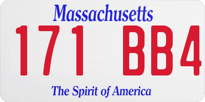 MA license plate 171BB4