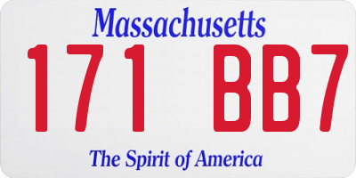 MA license plate 171BB7