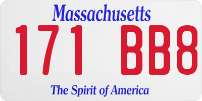 MA license plate 171BB8