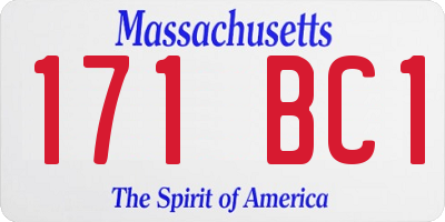 MA license plate 171BC1