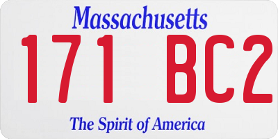 MA license plate 171BC2