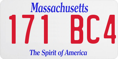 MA license plate 171BC4
