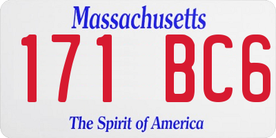 MA license plate 171BC6
