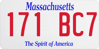 MA license plate 171BC7