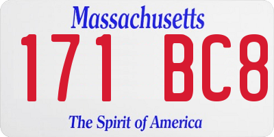 MA license plate 171BC8