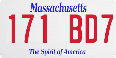 MA license plate 171BD7