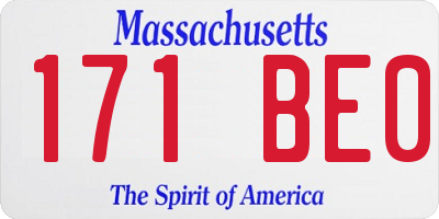 MA license plate 171BE0