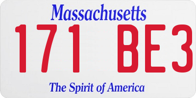 MA license plate 171BE3