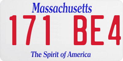 MA license plate 171BE4