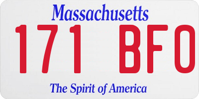MA license plate 171BF0