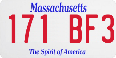 MA license plate 171BF3