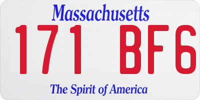 MA license plate 171BF6