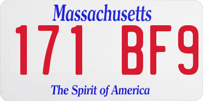 MA license plate 171BF9