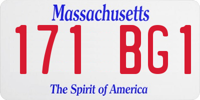 MA license plate 171BG1