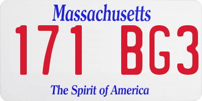 MA license plate 171BG3