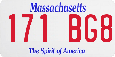 MA license plate 171BG8