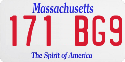MA license plate 171BG9