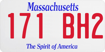 MA license plate 171BH2