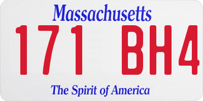 MA license plate 171BH4