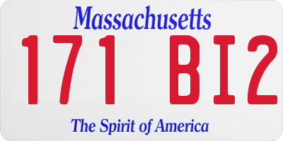 MA license plate 171BI2