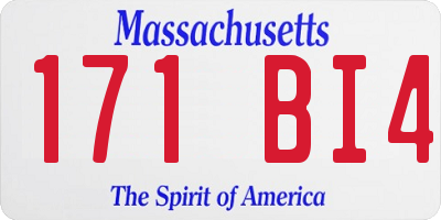 MA license plate 171BI4