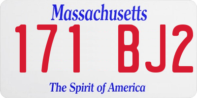 MA license plate 171BJ2
